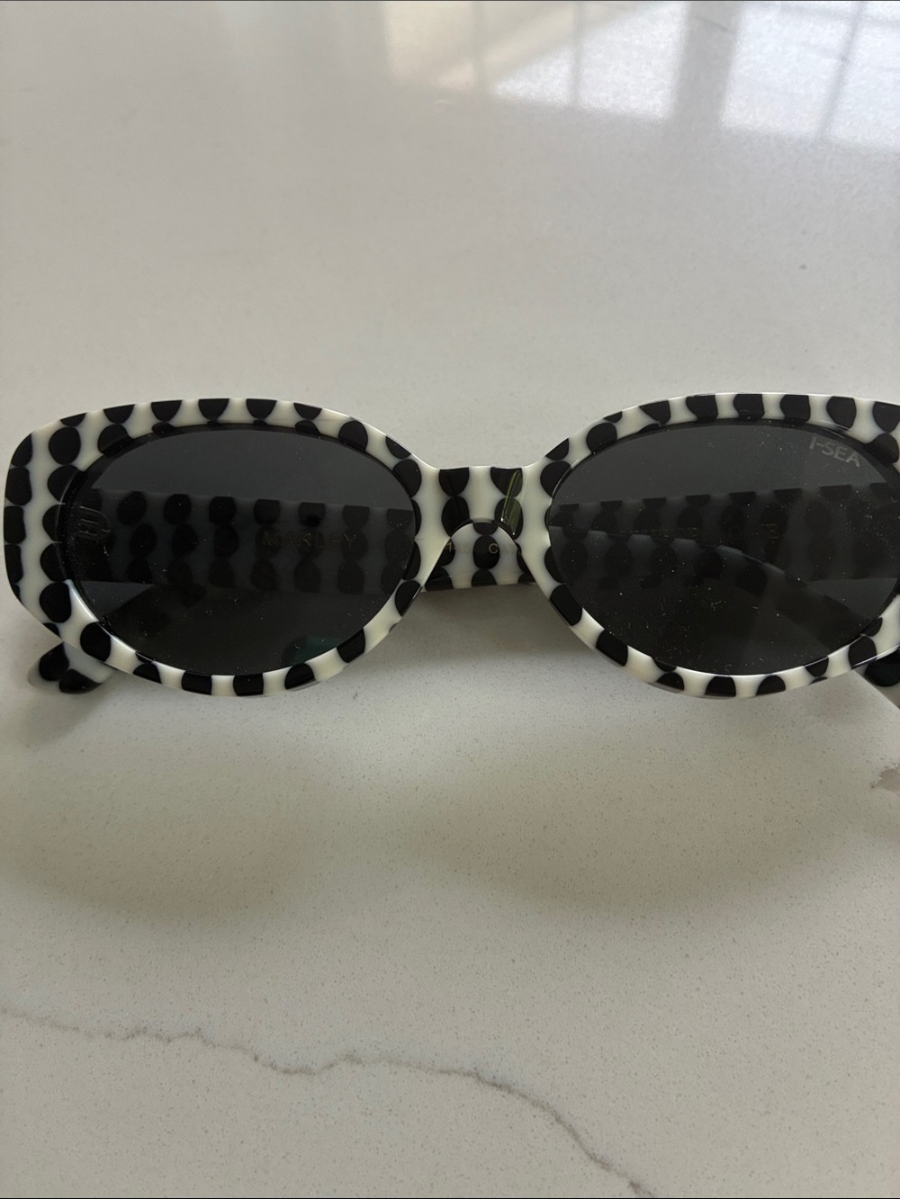 Anthropologie black and white striped sunglasses